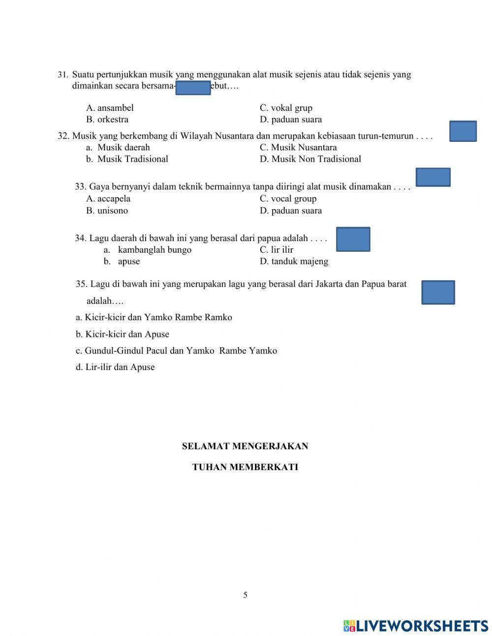 PAT seni budaya kelas 8 2020-2021