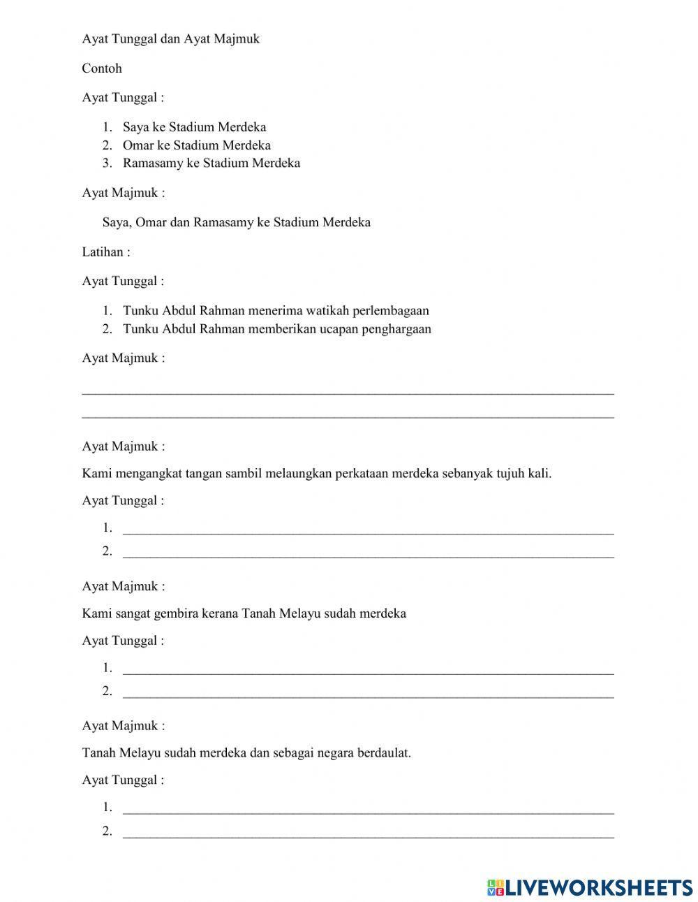 Ayat Tunggal dan Ayat Majmuk