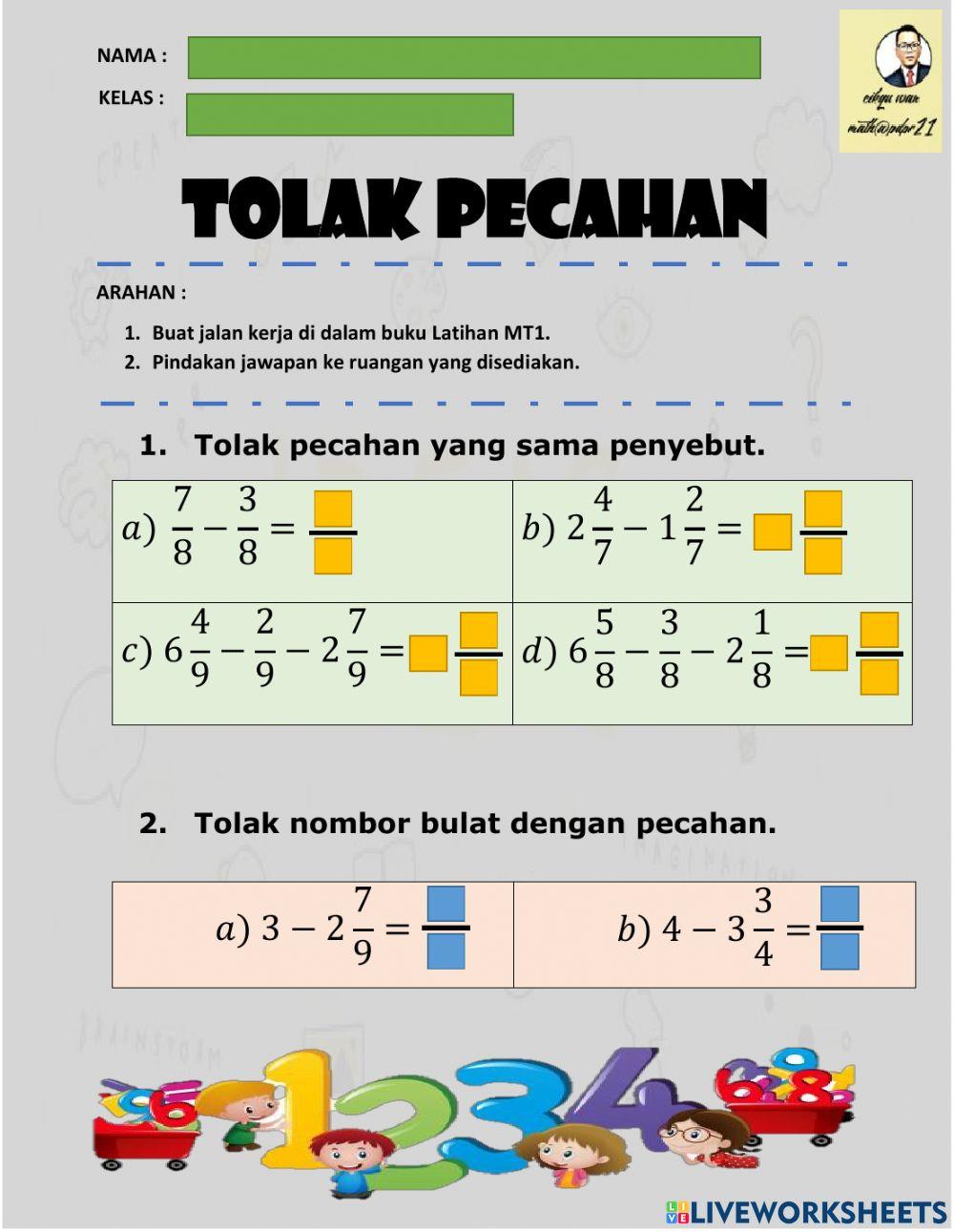 Tolak pecahan