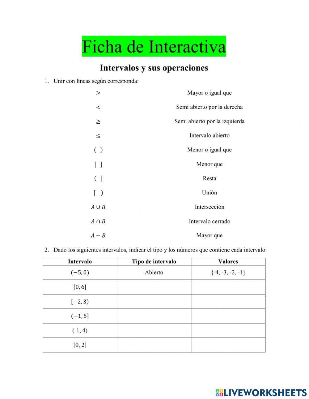 Intervalos y sus operaciones