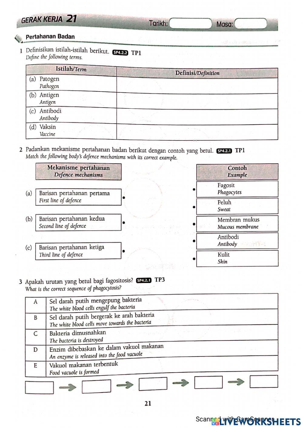 Sains Ting 2 Bab 4.2 : Pertahanan Badan (A)