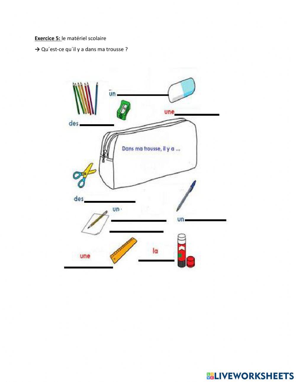 Le matériel scolaire