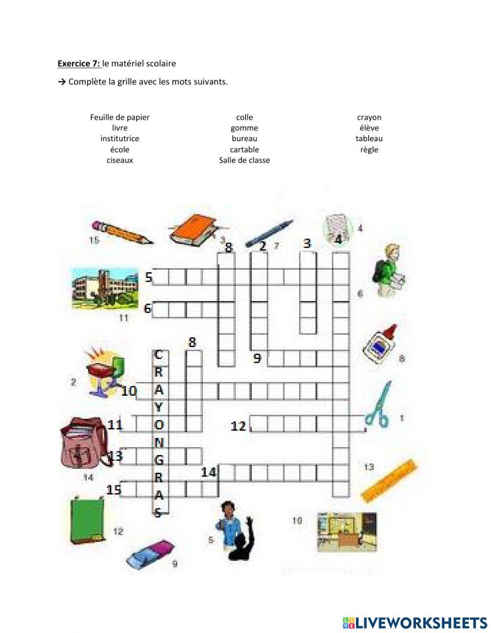 Le matériel scolaire