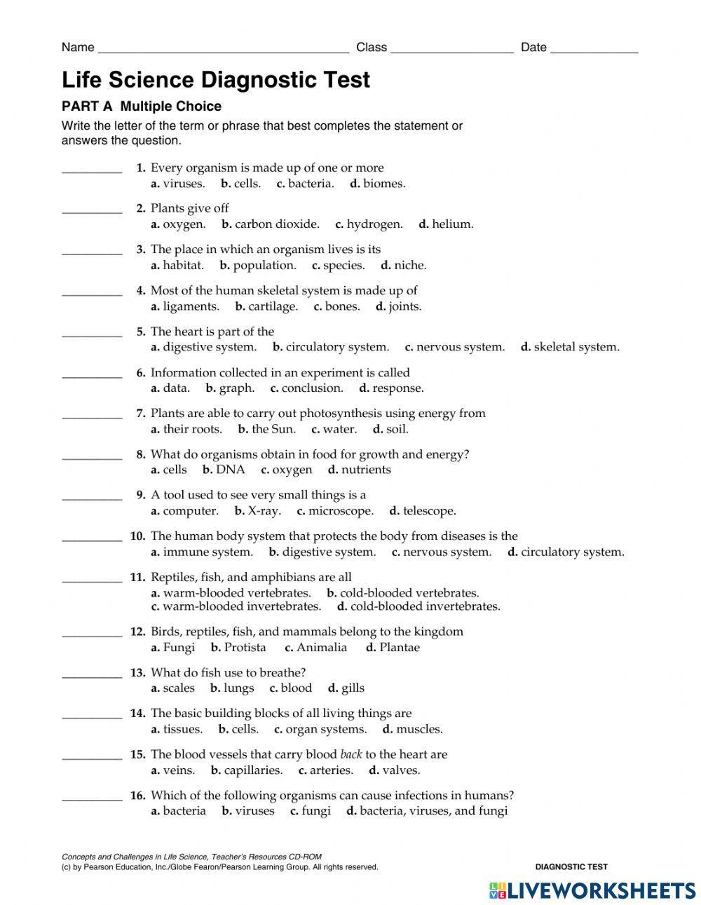 Grade 7 Science Diagnostic Test