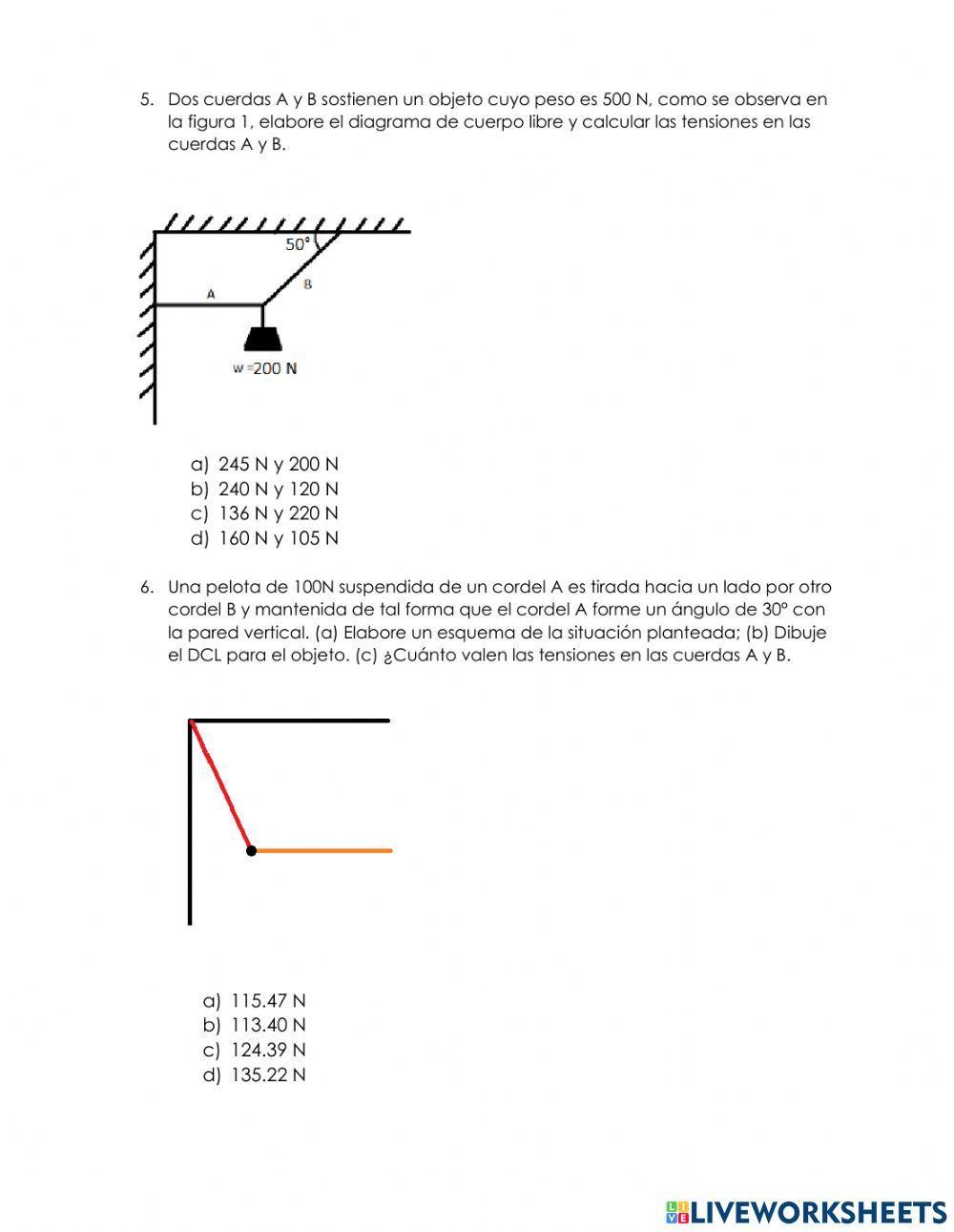 Equilibrio traslacional - Ficha de evaluación