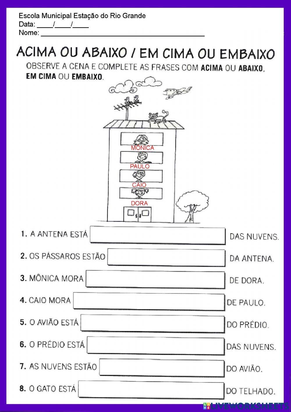 Acima, abaixo, em cima embaixo