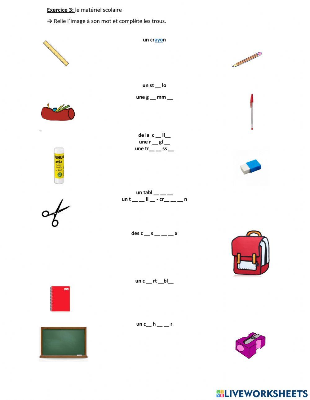 Le matériel scolaire