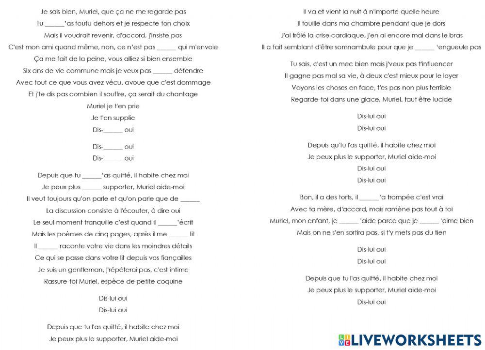 Chanson - Dis-lui oui 