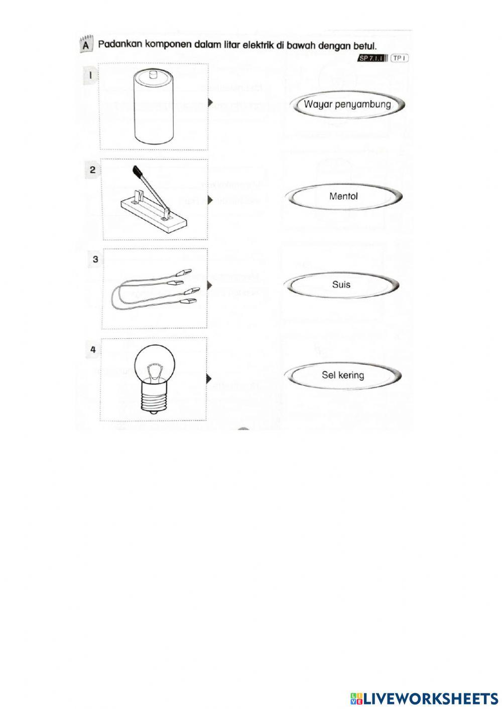 Komponen dan fungsi komponen elektrik serta membina litar elektrik