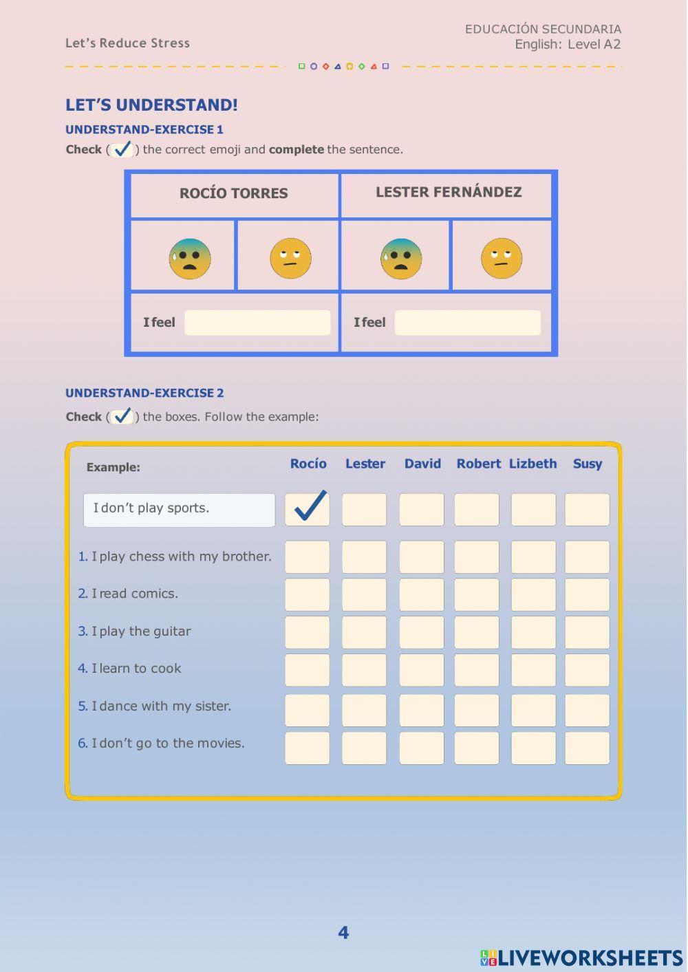 Let-s Reduce stress - activity 1: What to do A2 week11