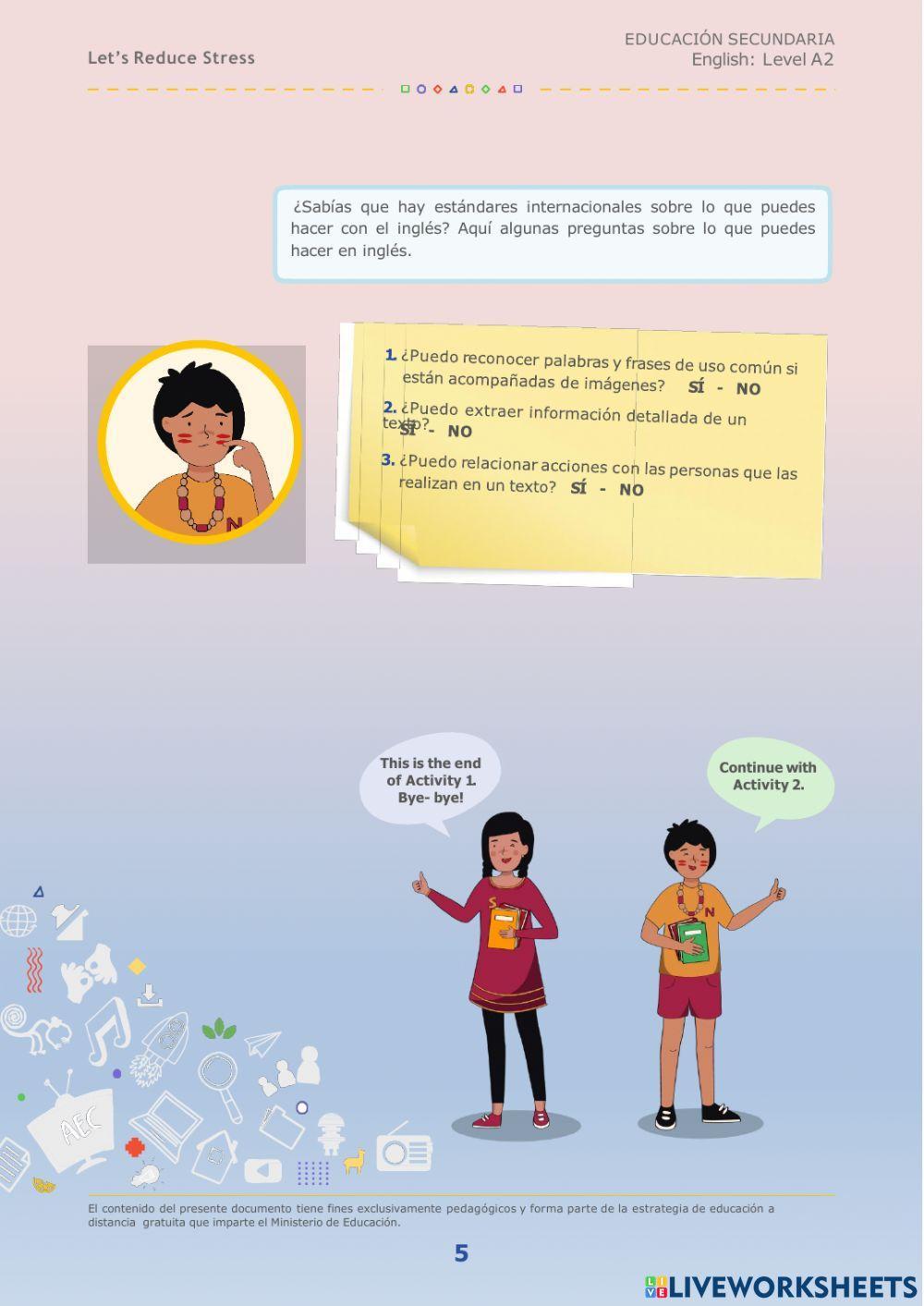 Let-s Reduce stress - activity 1: What to do A2 week11