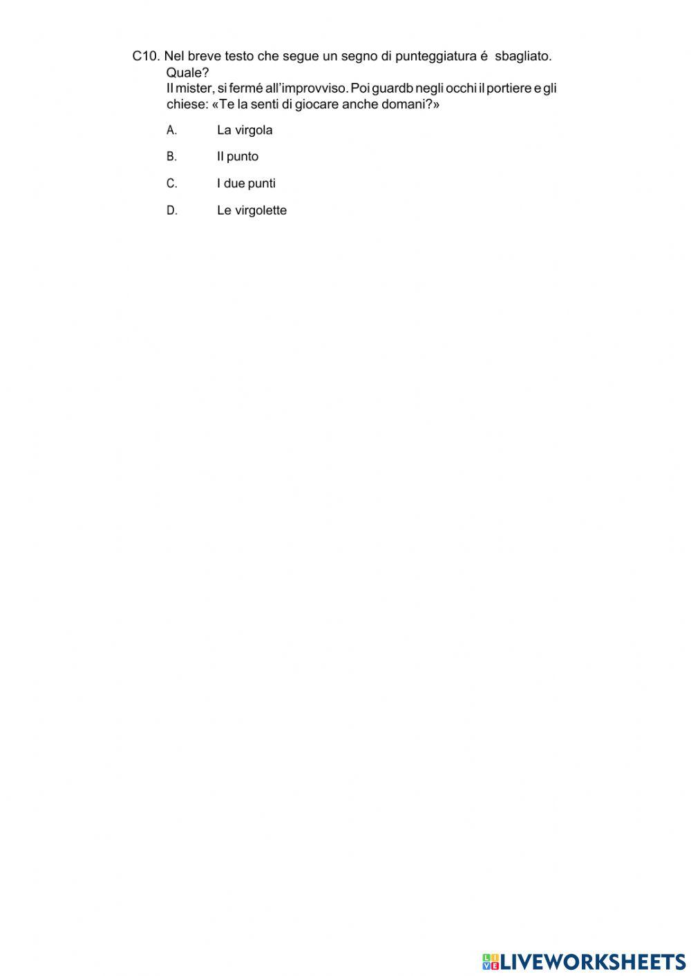 Verifica parte grammaticale ingresso secondaria