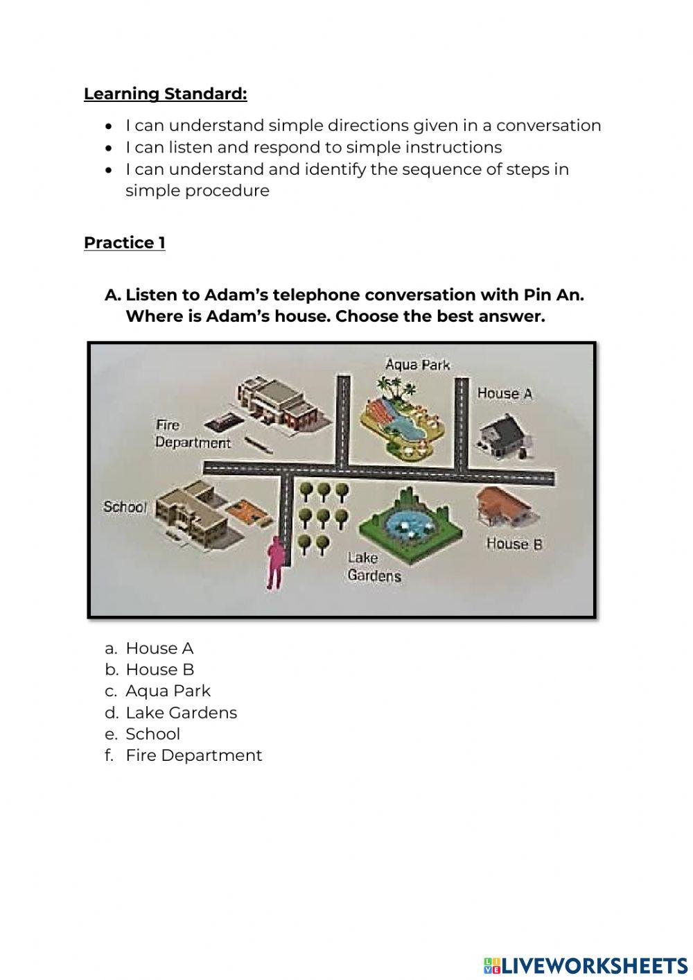 Upper primary - listening (imperatives) worksheet | Live Worksheets