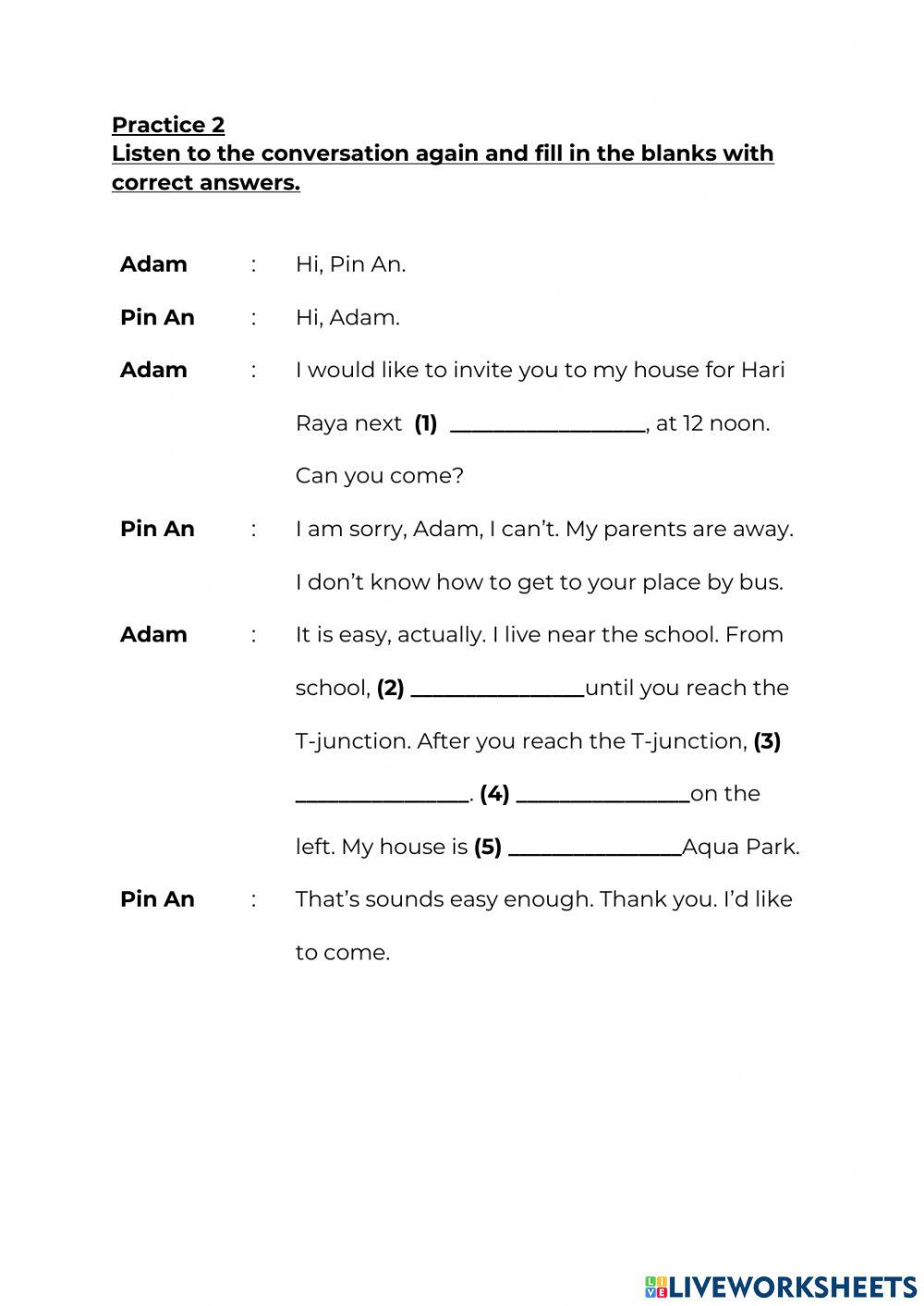 Upper primary - listening (imperatives) worksheet | Live Worksheets