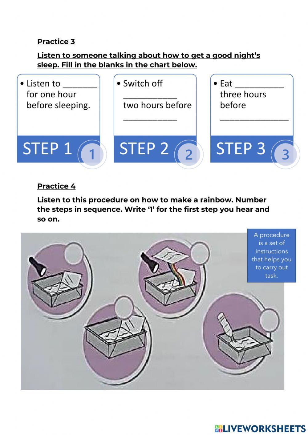 Upper primary - listening (imperatives) worksheet | Live Worksheets