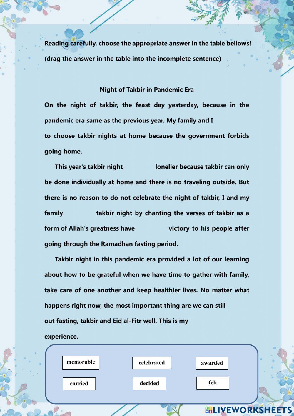 Fill in the blank of Recount Text