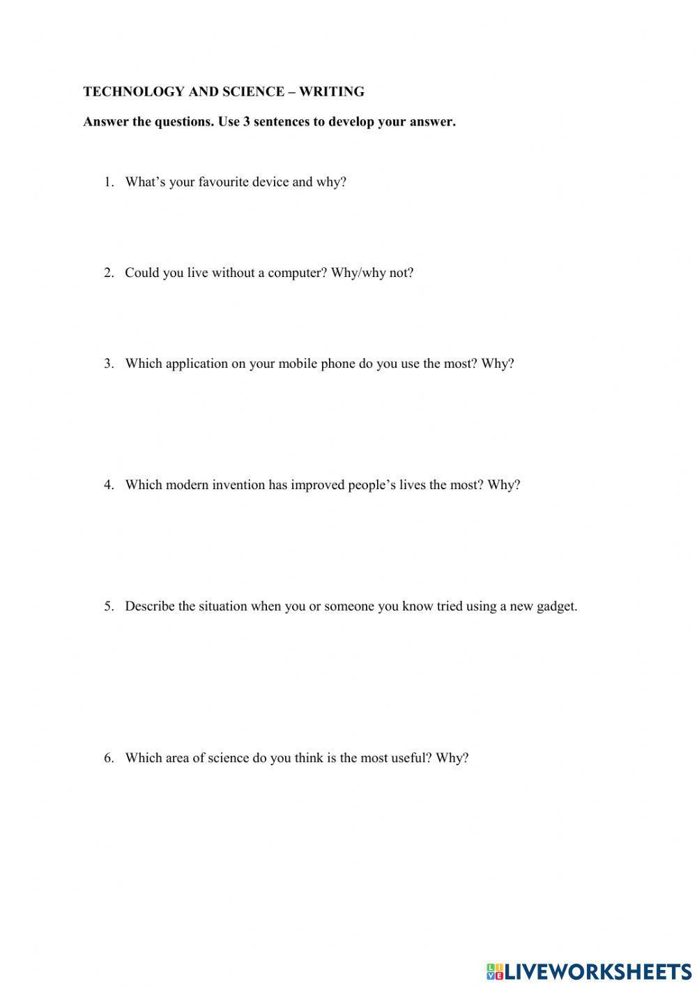 Science and technology - writing