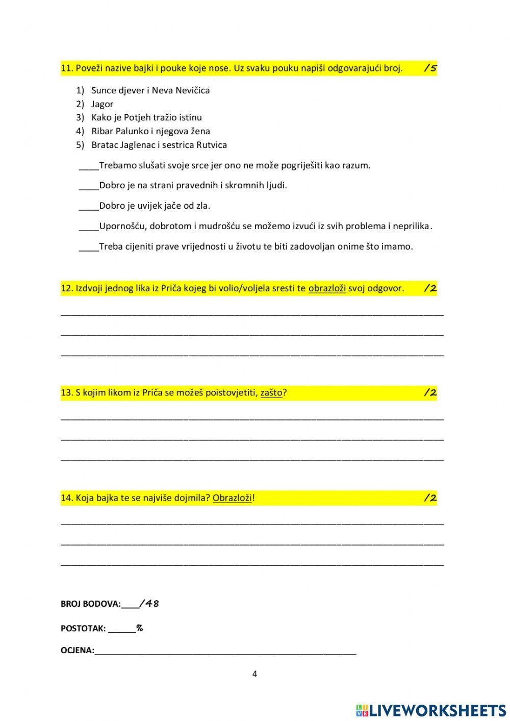 Priče iz davnine - PROVJERA