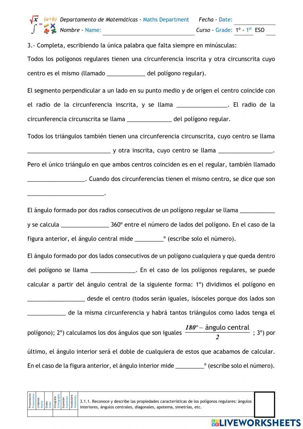 Geometría Polígonos regulares