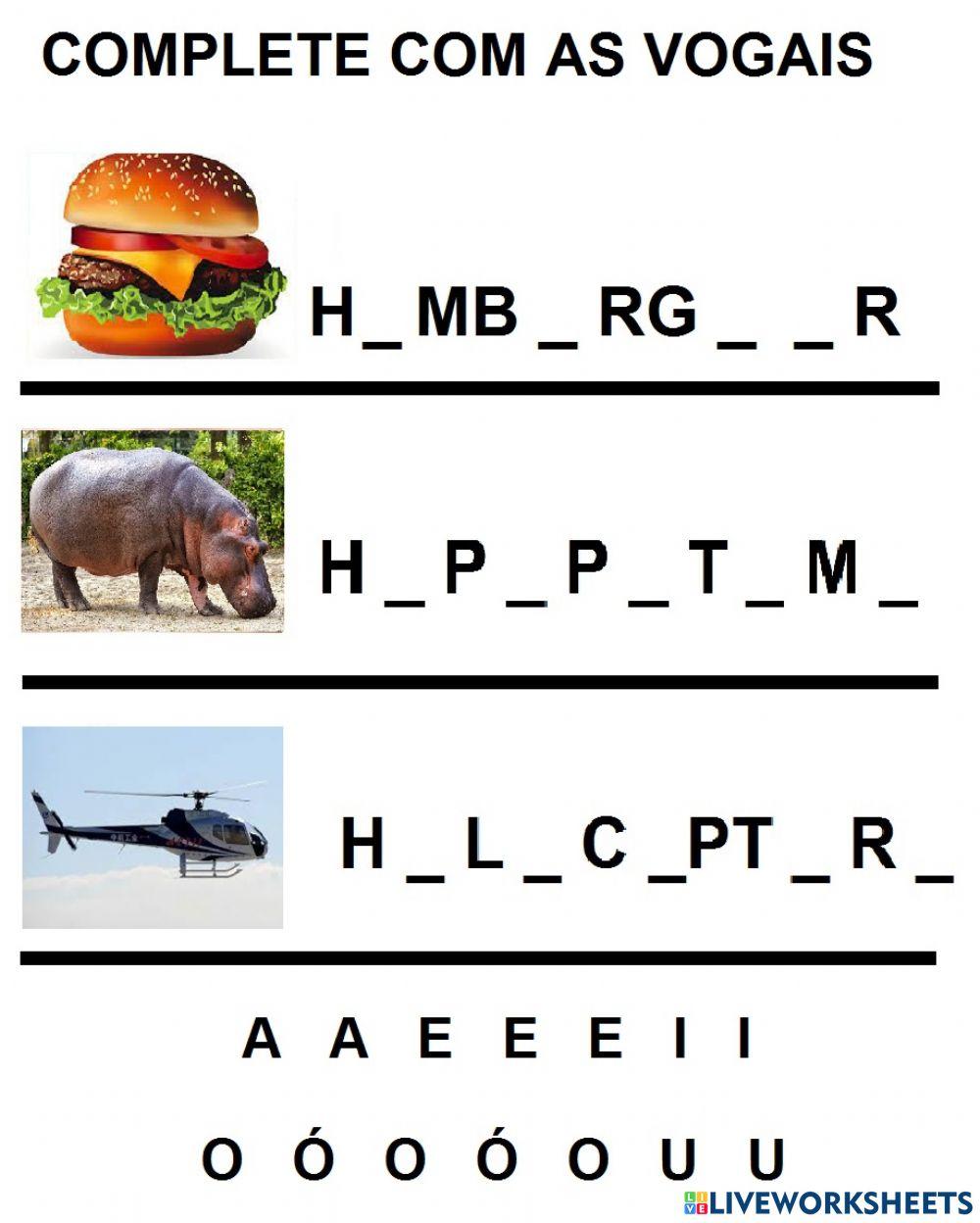 Complete com as vogais