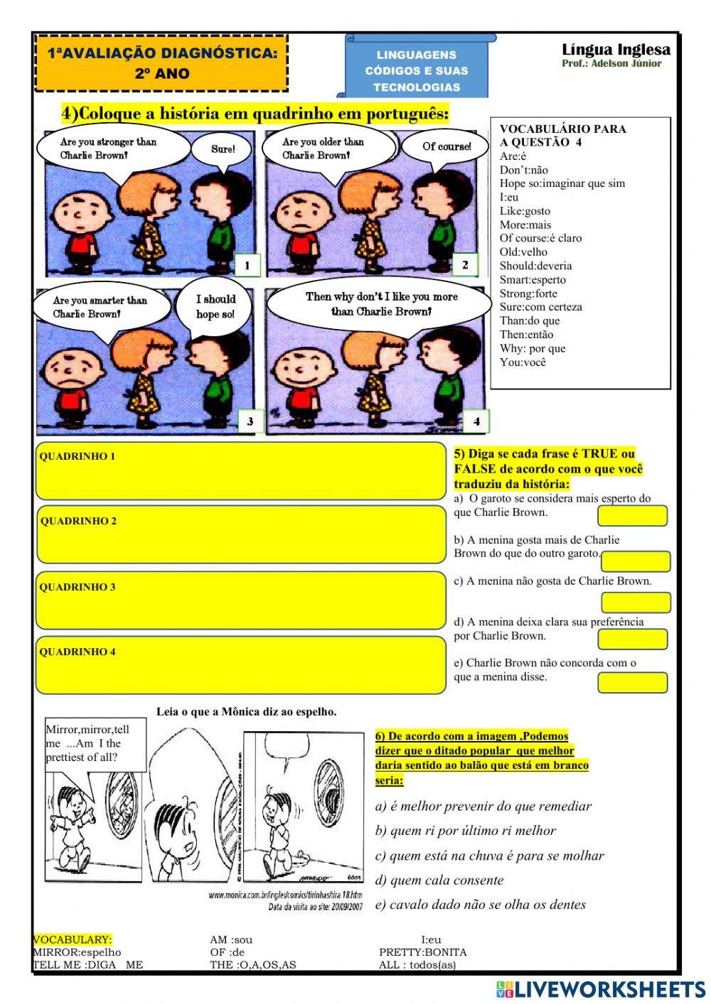 1ª avaliação 2º ano