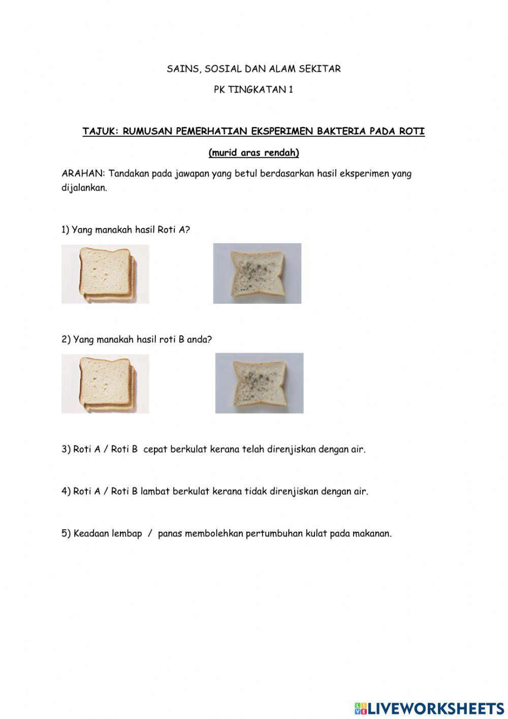 Rumusan eksperimen roti