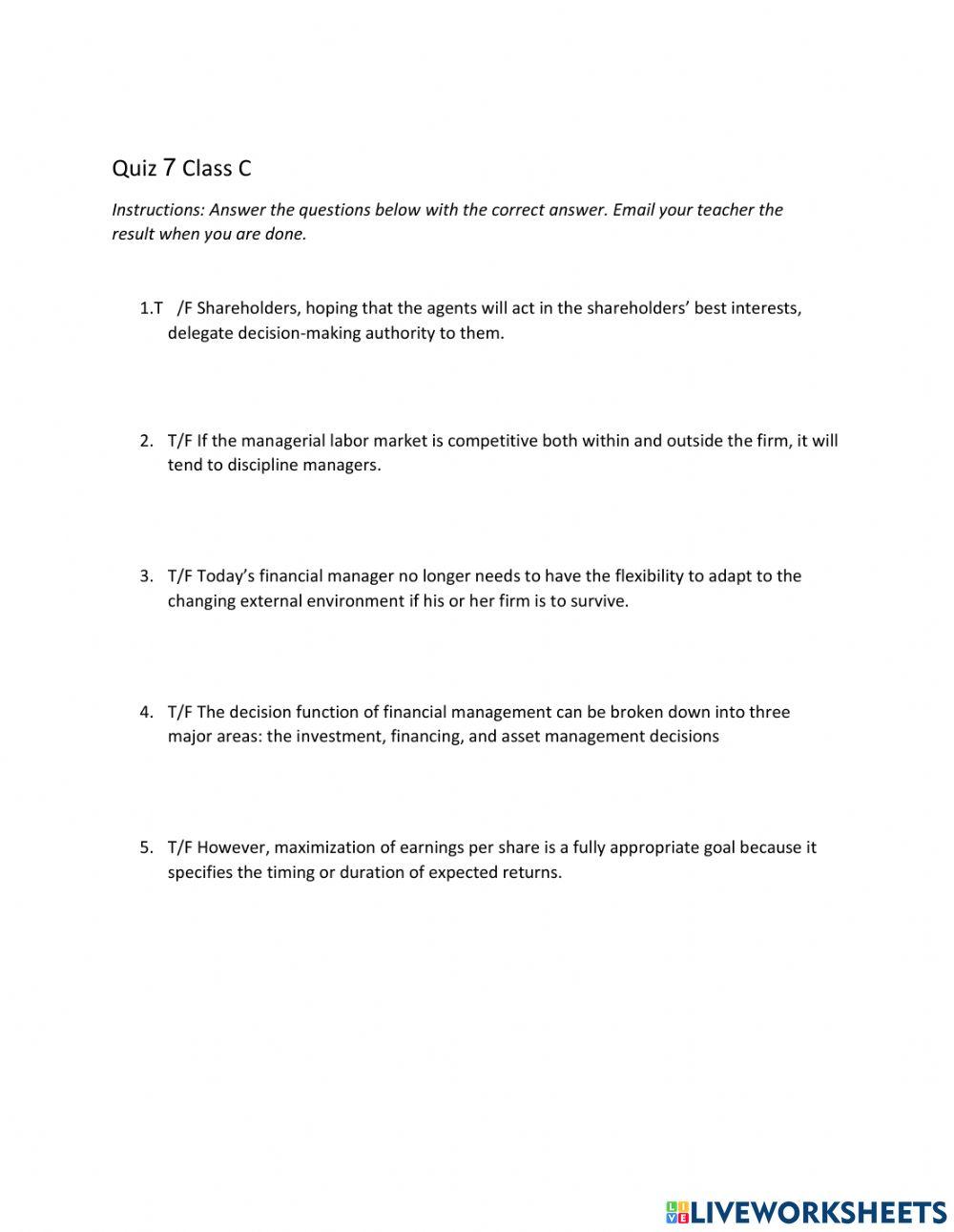 PC Quiz 7C worksheet | Live Worksheets