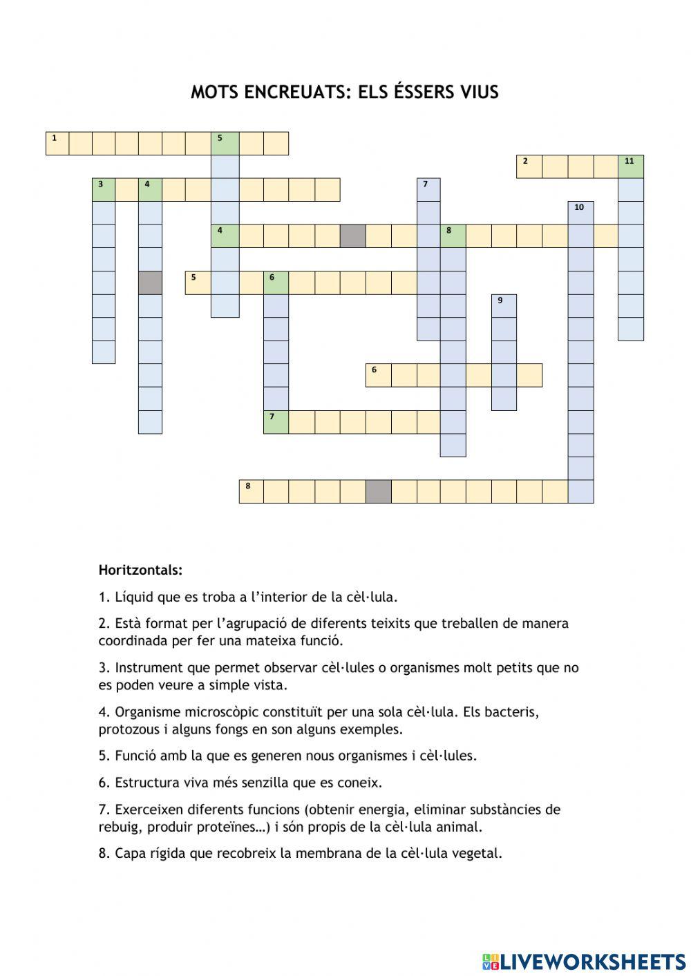 Els éssers vius-mots encreuats