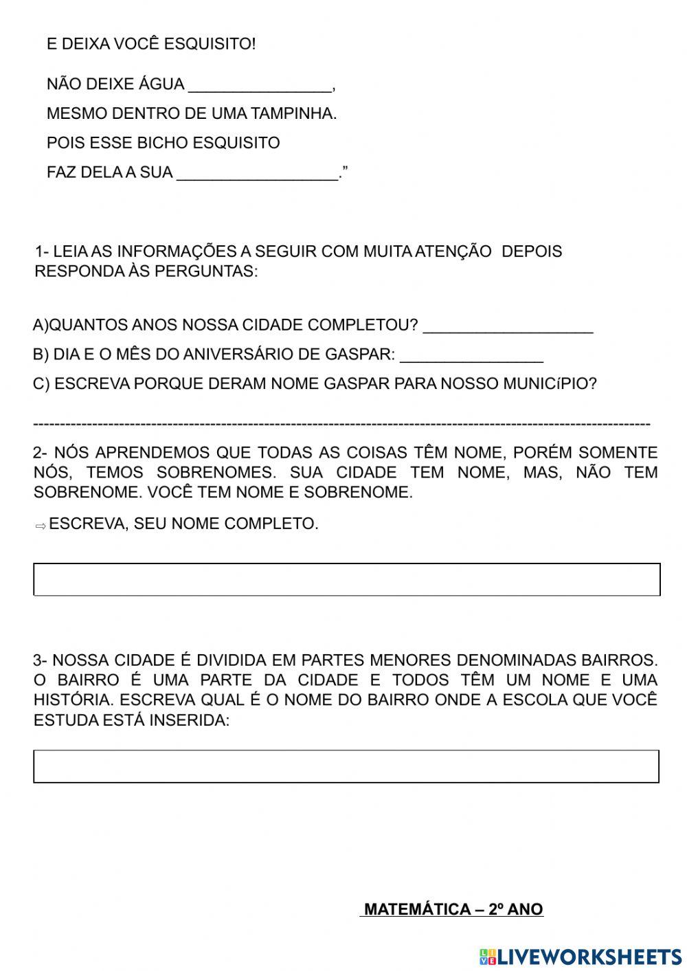 Consolidação 2º Ano