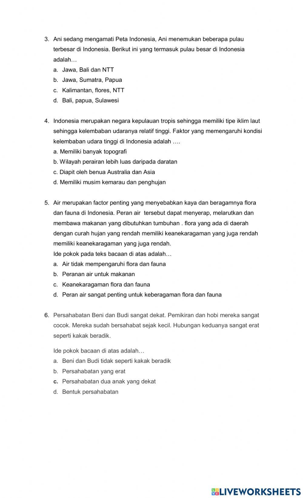 Tes formatif tema 1 subtema 2