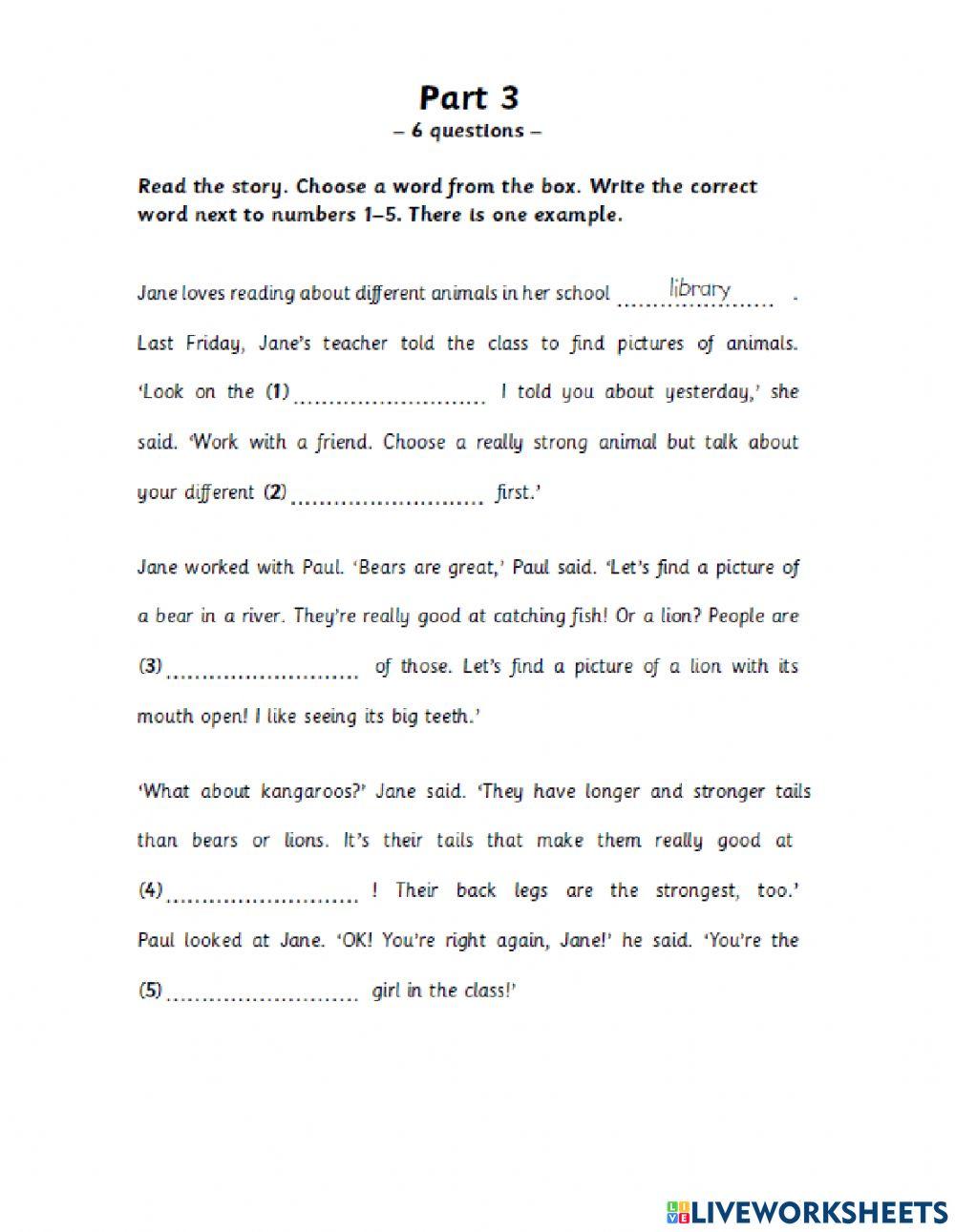 A1 MOVERS READING TEST