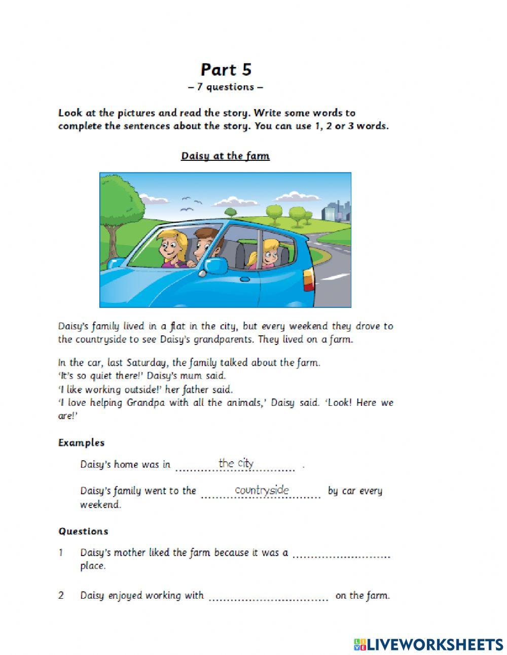 A1 MOVERS READING TEST