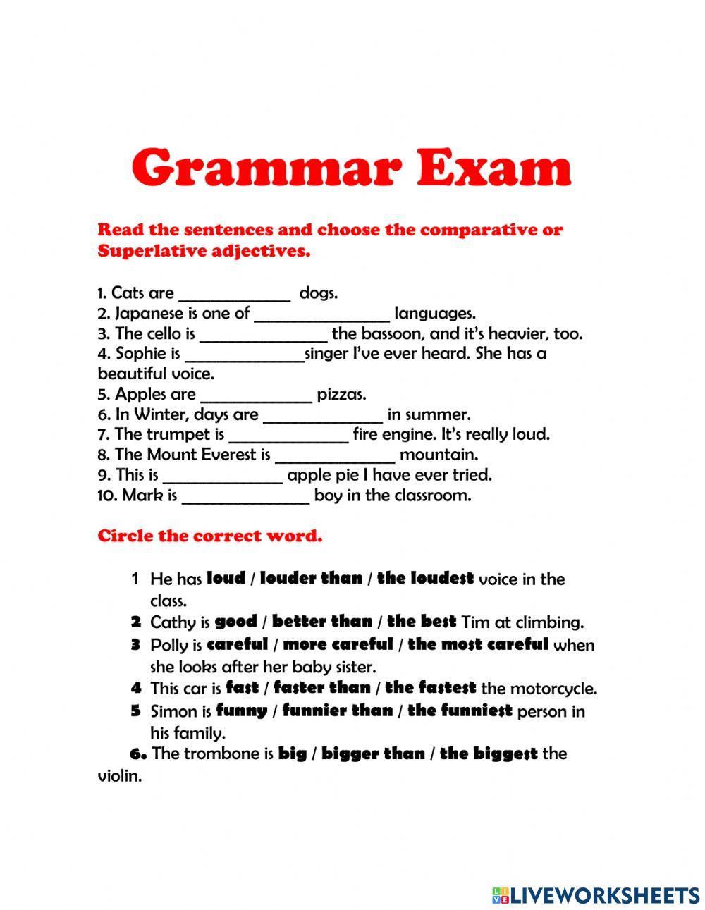 Comparative and superlative