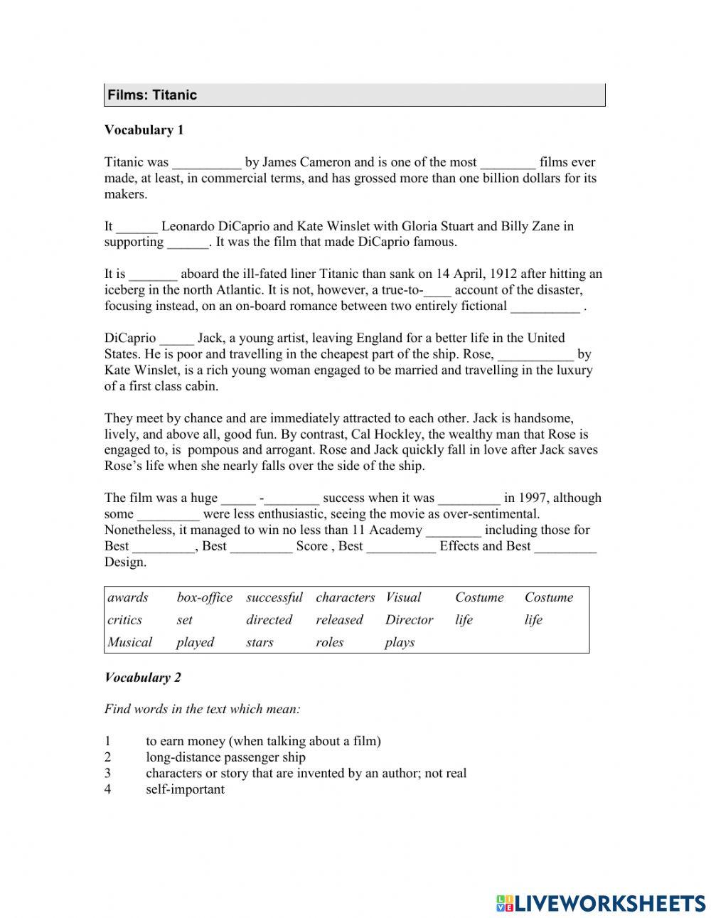 Film Vocabulary Film Vocabulary