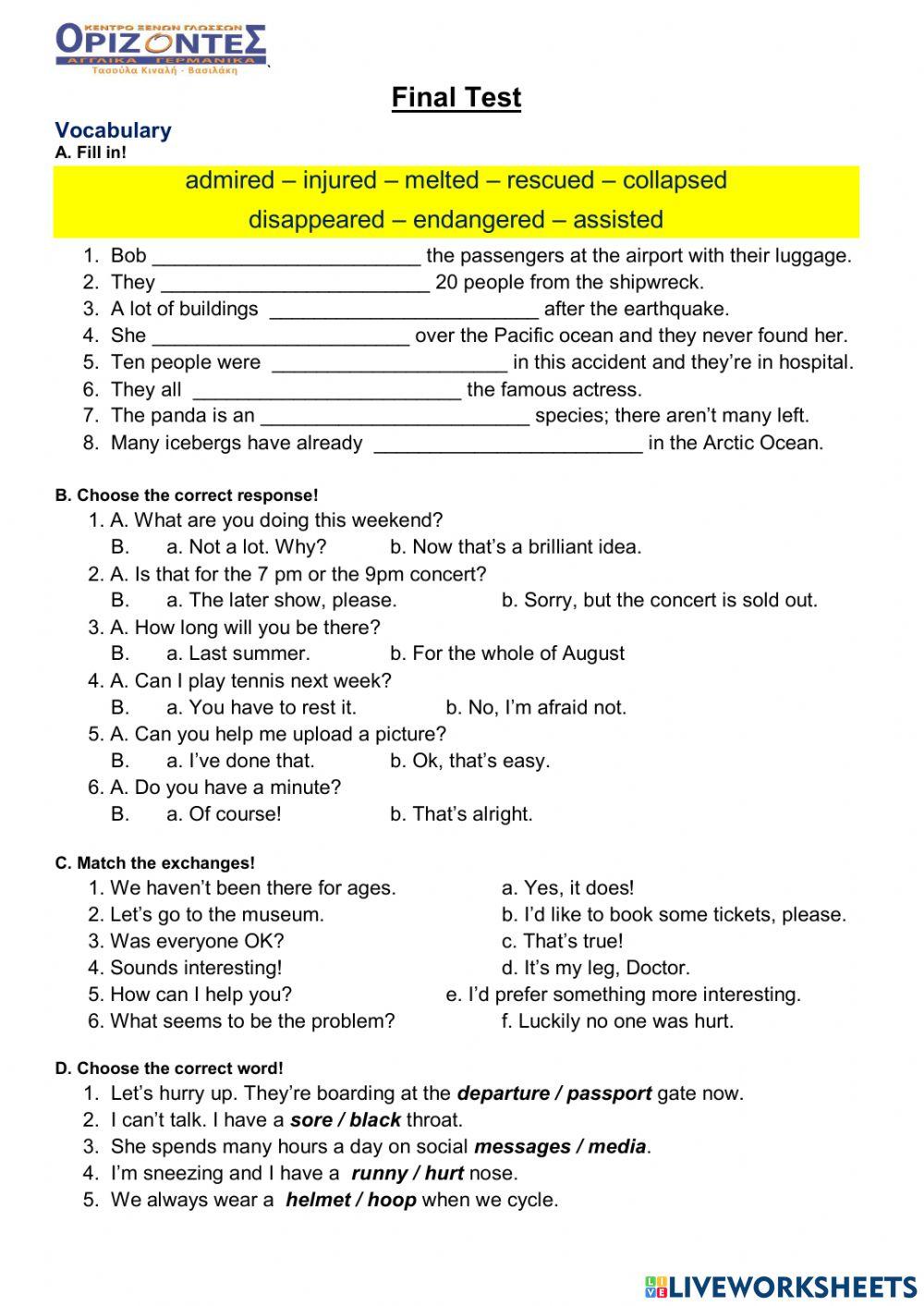 Right on 3! - FINAL TEST - C class