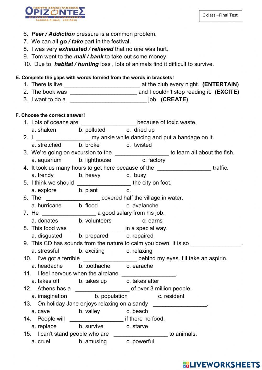 Right on 3! - FINAL TEST - C class