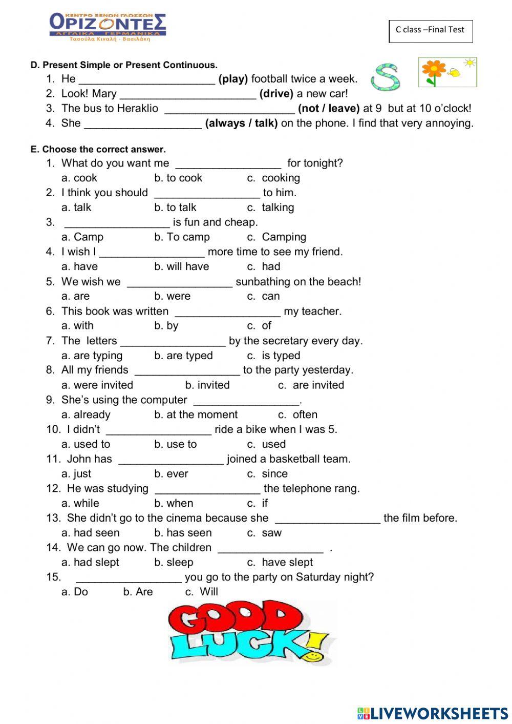 Right on 3! - FINAL TEST - C class