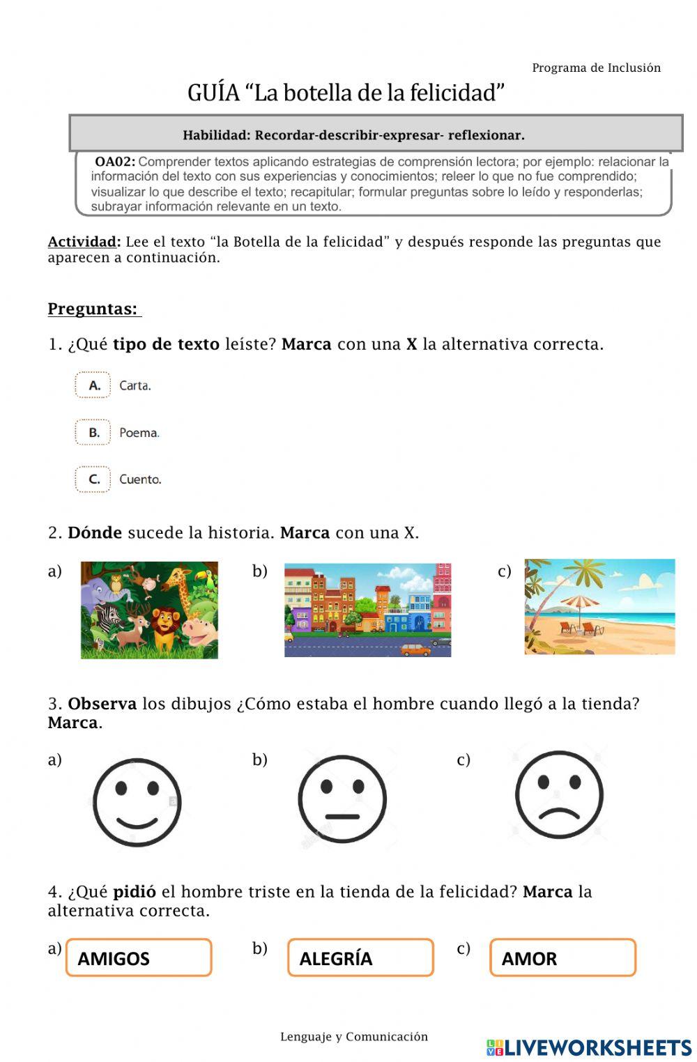 Guía de comprensión lectora