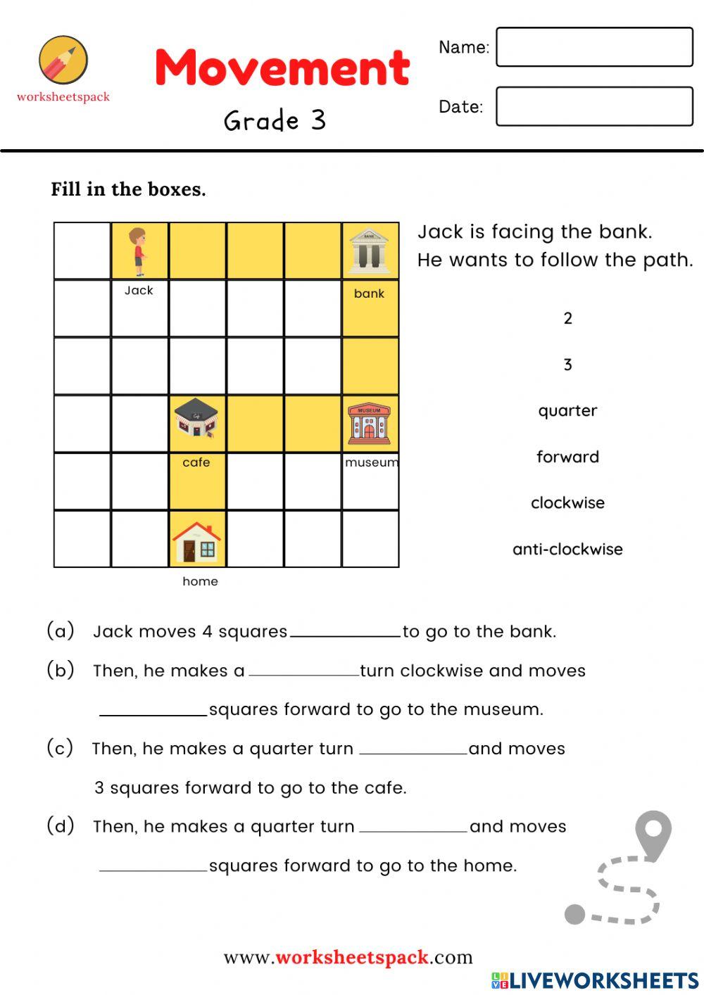 Position and movement worksheets pack