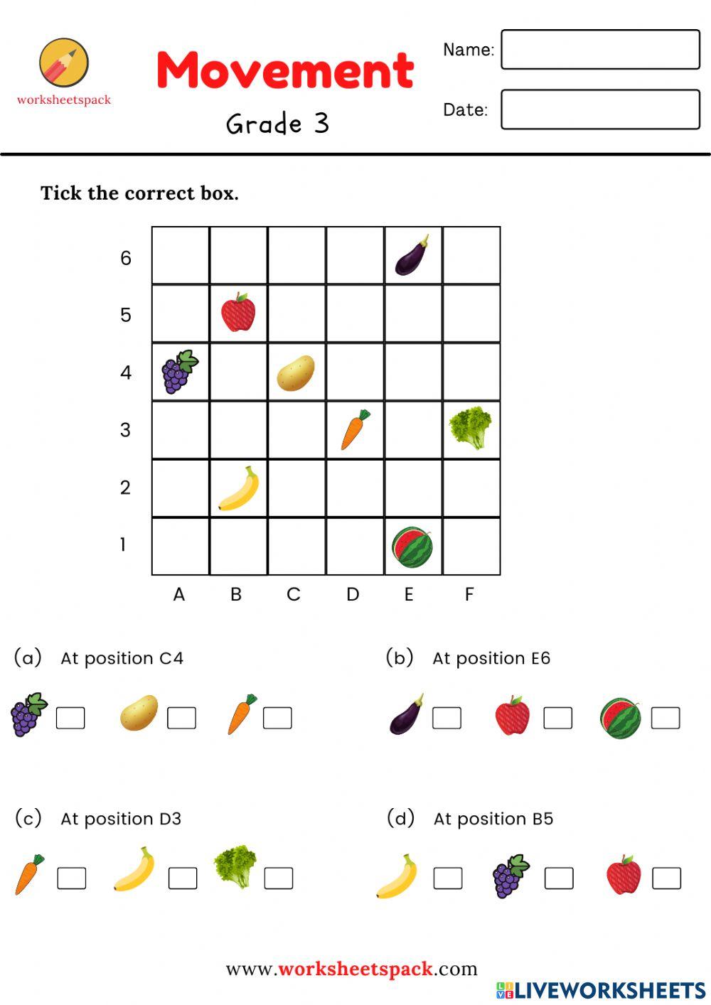 Position and movement worksheets pack