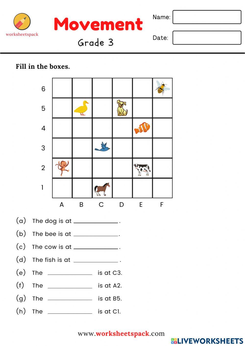 Position and movement worksheets pack