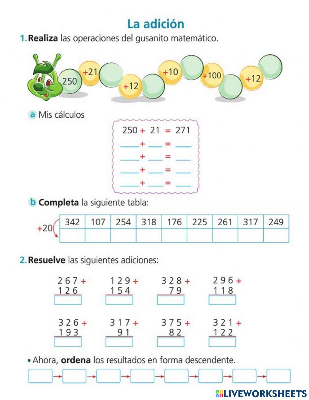 La Adición sin llevar