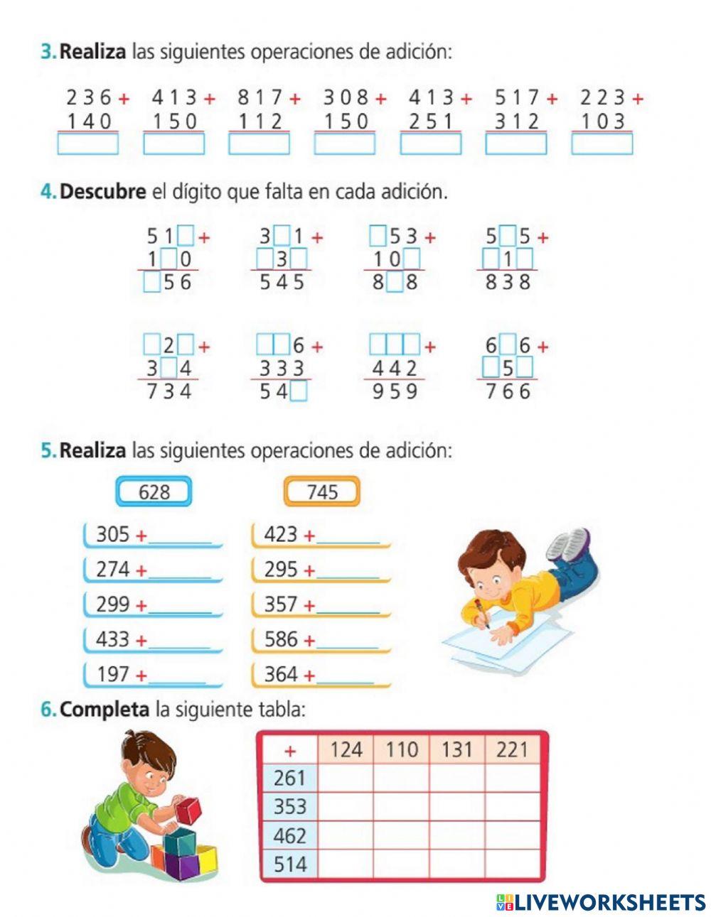 La Adición sin llevar