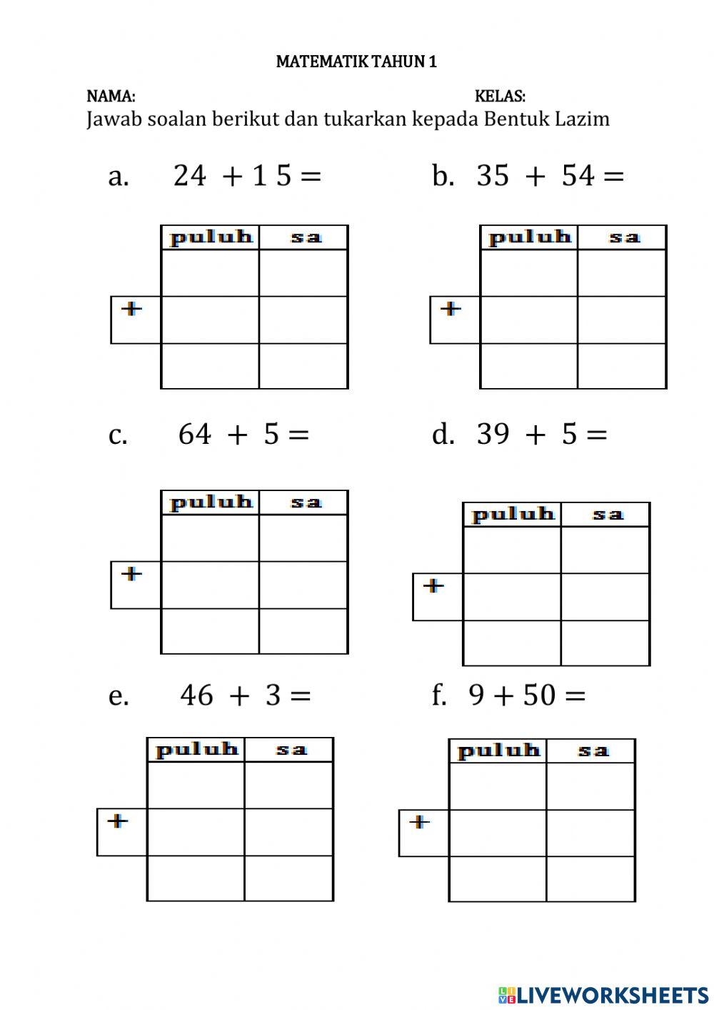 Operasi Tambah Tahun 1