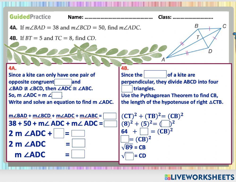 Trapezoids and Kites exercise Live Worksheets