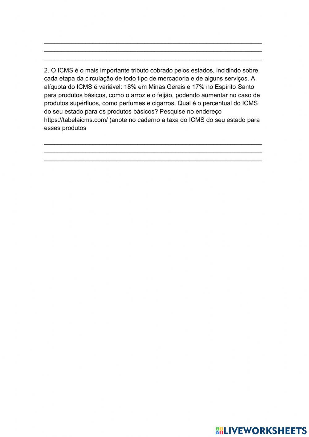 Atividade aprender valor