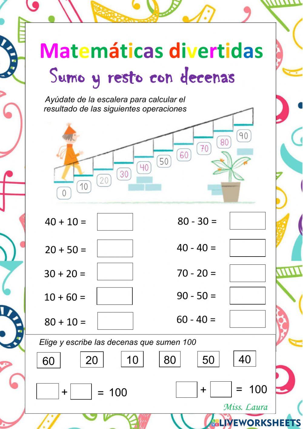 Sumo y resto con decenas