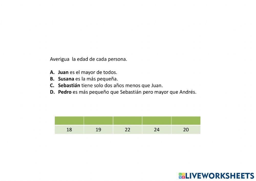 Comprensión de oraciones. Razonamiento