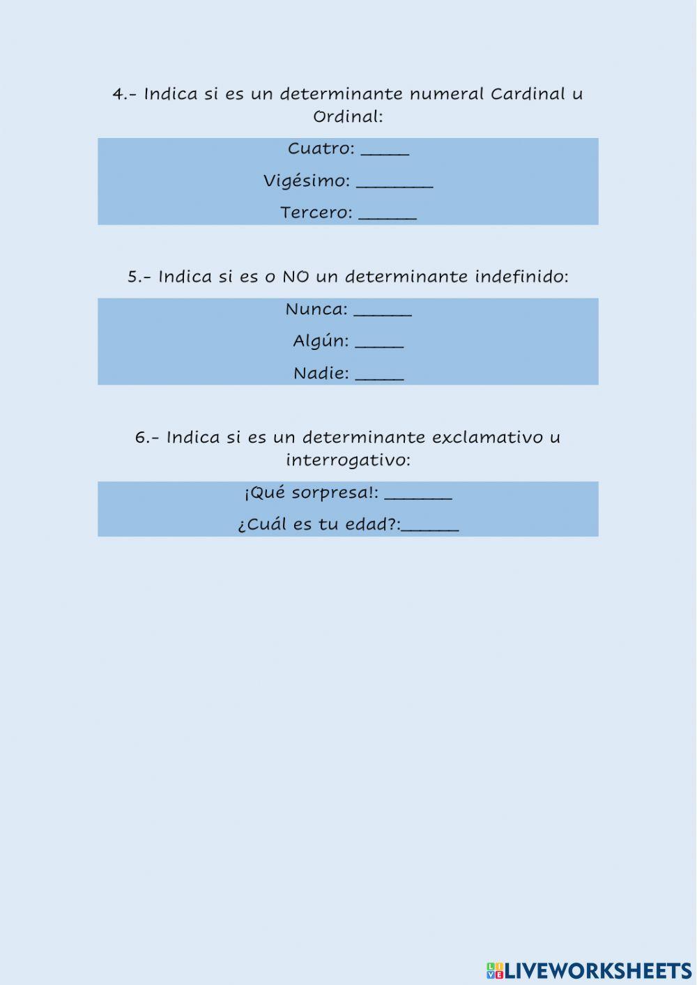 Tipos de determinantes