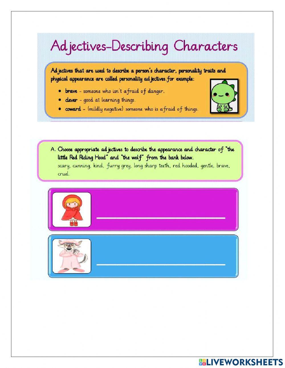 Describing Characters p-adjectives